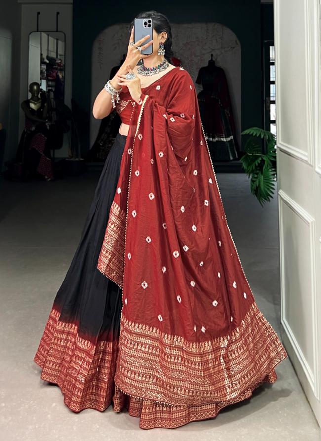 Chanderi Black Traditional Wear Zari Work Lehenga Choli